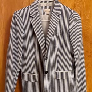 J.Crew blue striped linen blazer size 2